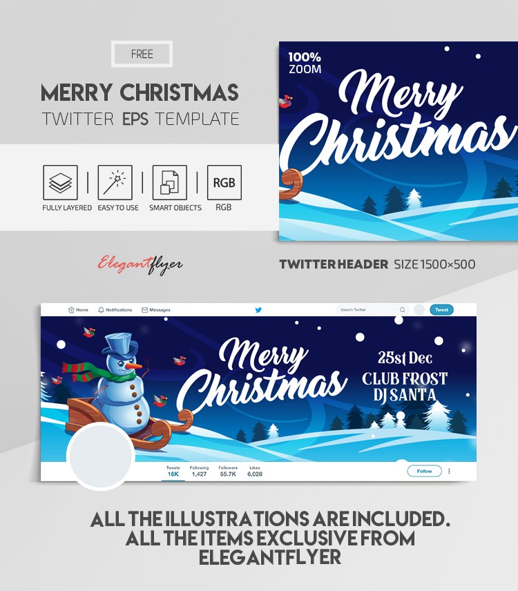 Merry Christmas Twitter EPS by ElegantFlyer