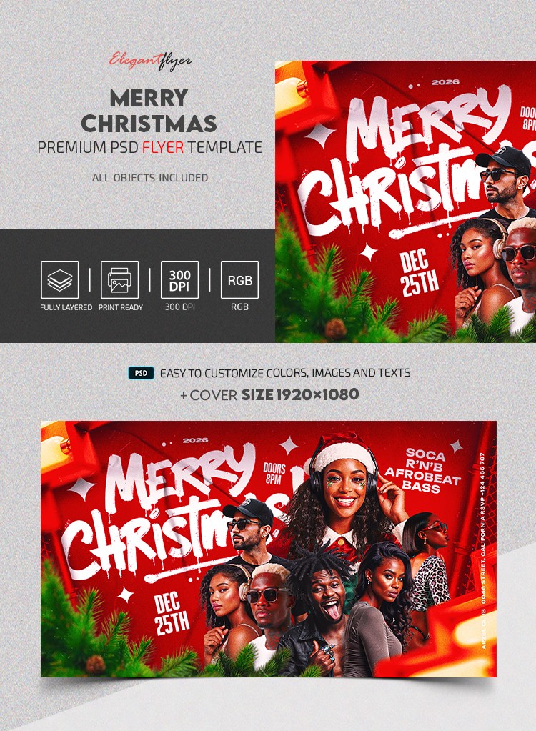 Merry Christmas Party Facebook Post by ElegantFlyer