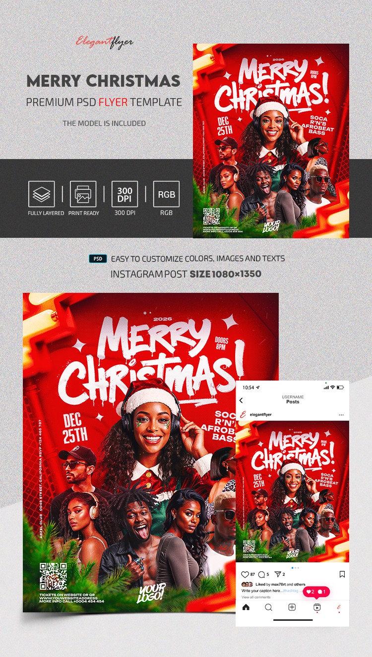 Merry Christmas Party Instagram Post by ElegantFlyer