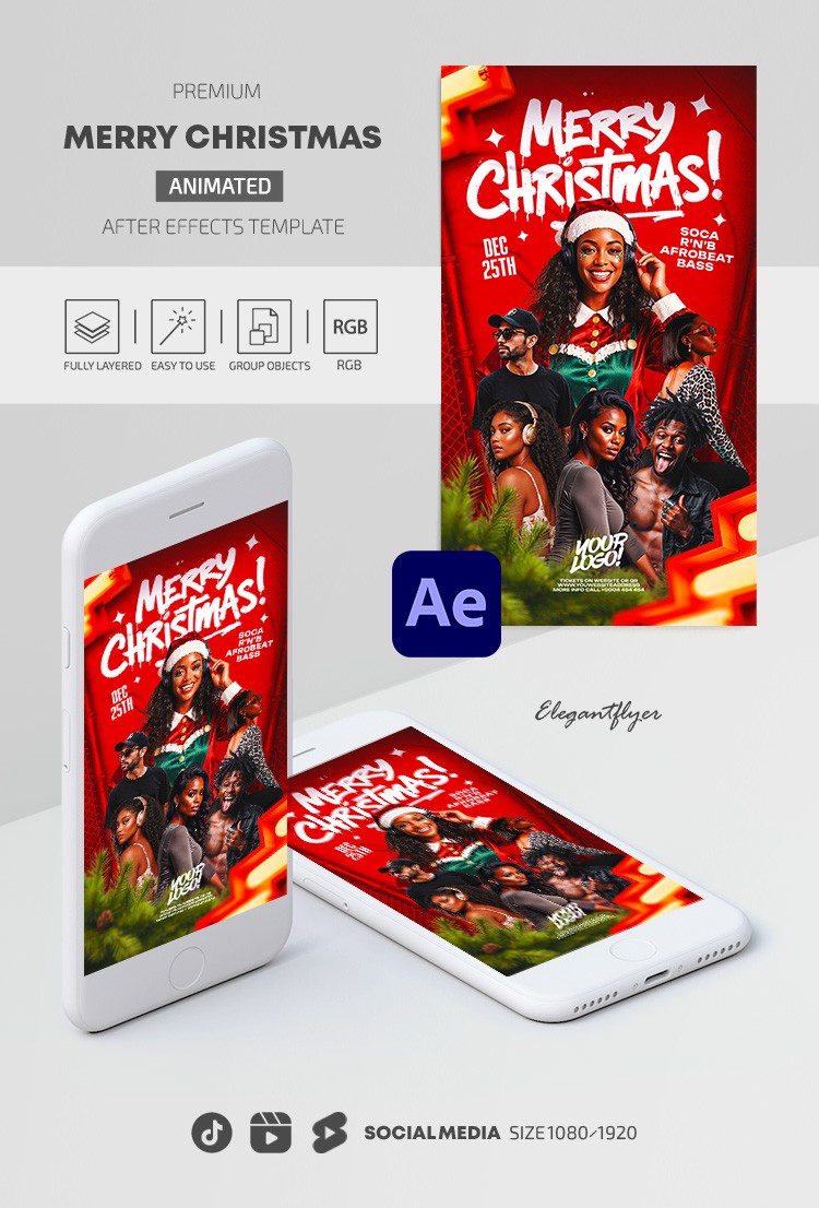 Merry Christmas Party Instagram Reel by ElegantFlyer