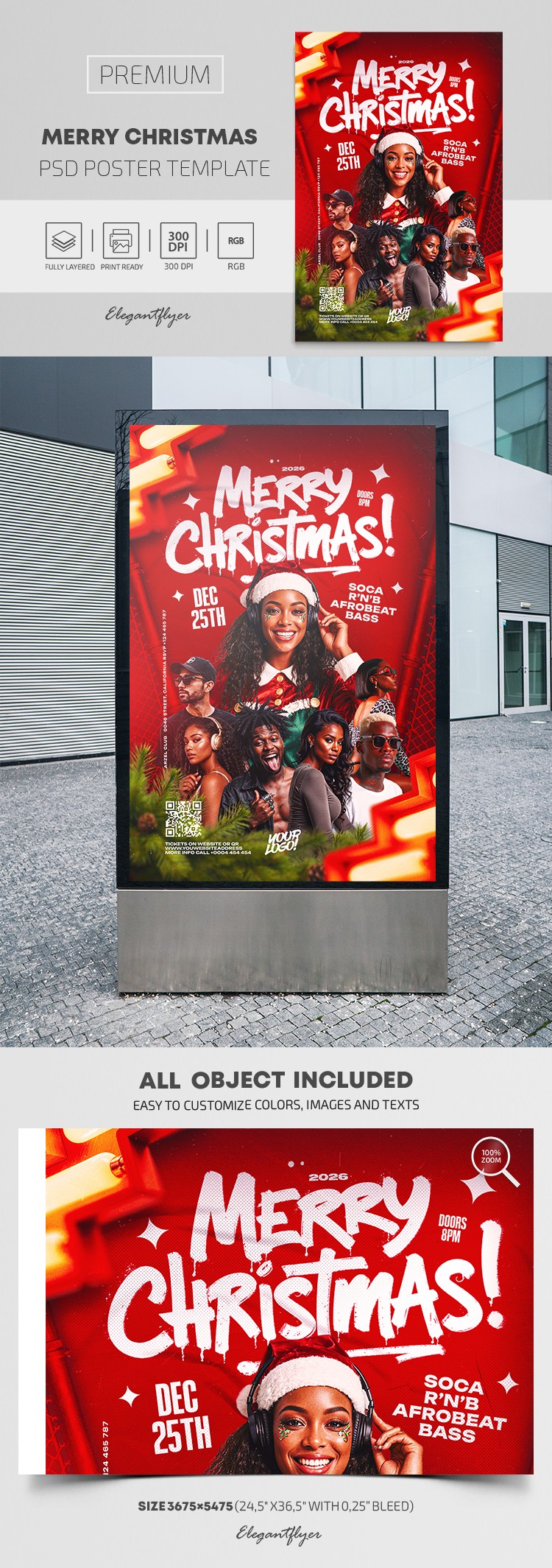 Merry Christmas Party Poster by ElegantFlyer