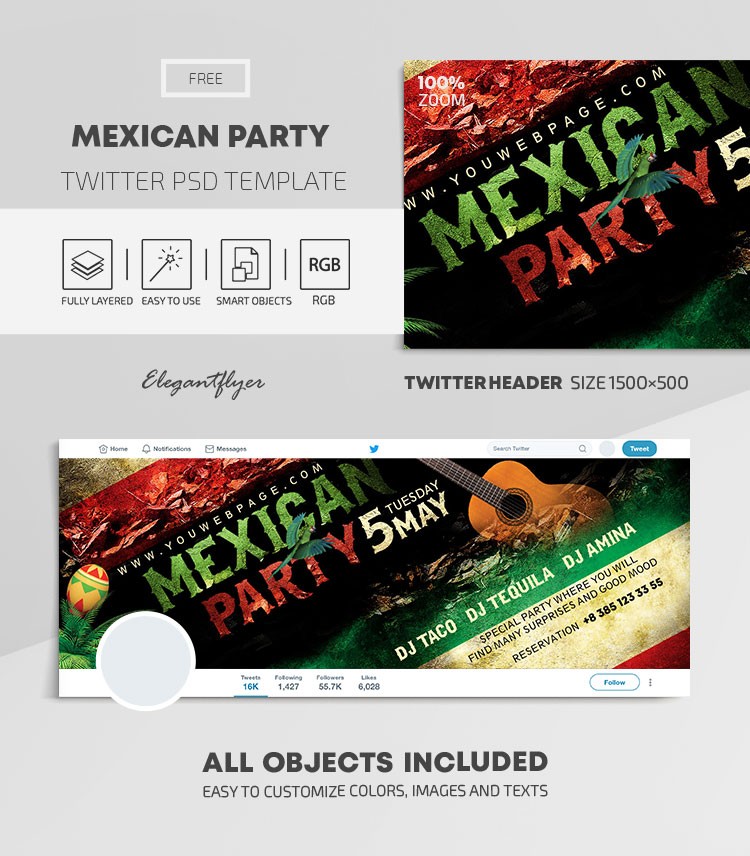 Mexican Party Twitter by ElegantFlyer