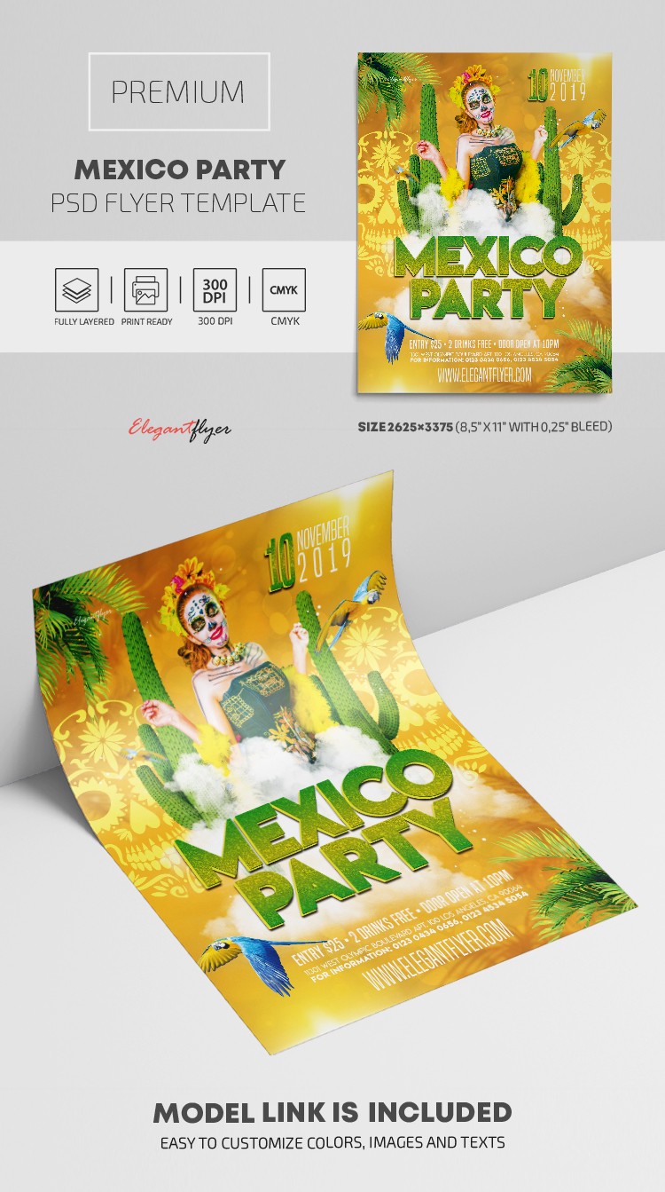 Yellow Creative Mexico Party Premium Flyer Template PSD | by Elegantflyer