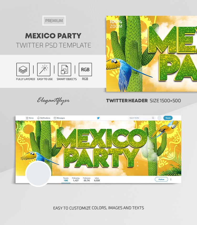 Mexiko Party Twitter by ElegantFlyer