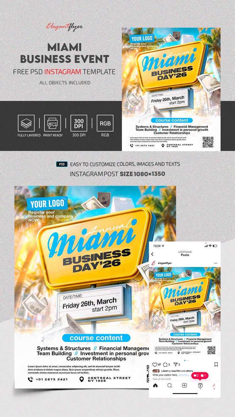 Miami Business Event Instagram Post by ElegantFlyer