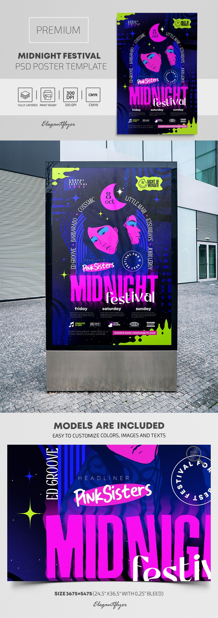 Poster do Festival da Meia-Noite by ElegantFlyer