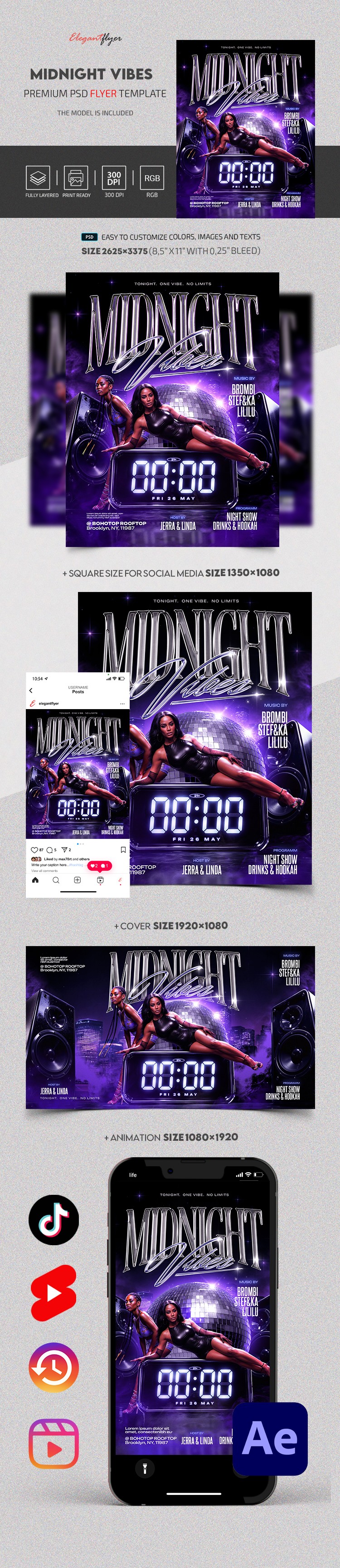 Mezzanotte Vibes Volantino by ElegantFlyer