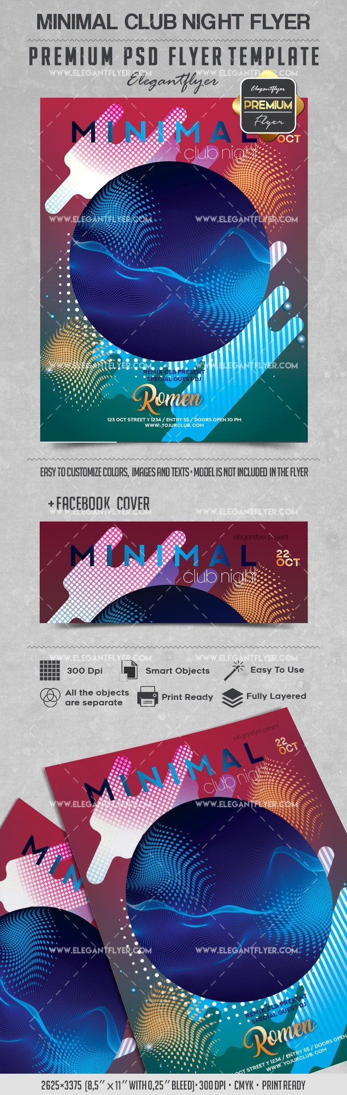 Multicolor Abstract Minimal Club Night Premium Flyer Template PSD | by ...