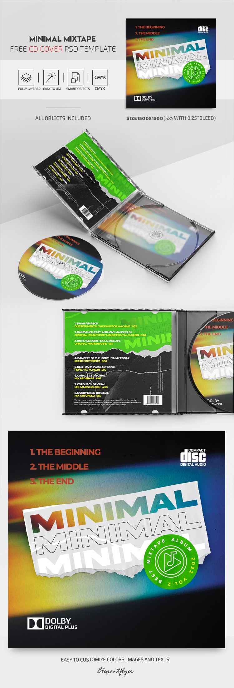 Pochette de CD de mixtape minimaliste by ElegantFlyer