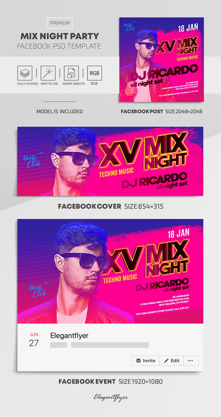 Fiesta de Mix Night en Facebook. by ElegantFlyer