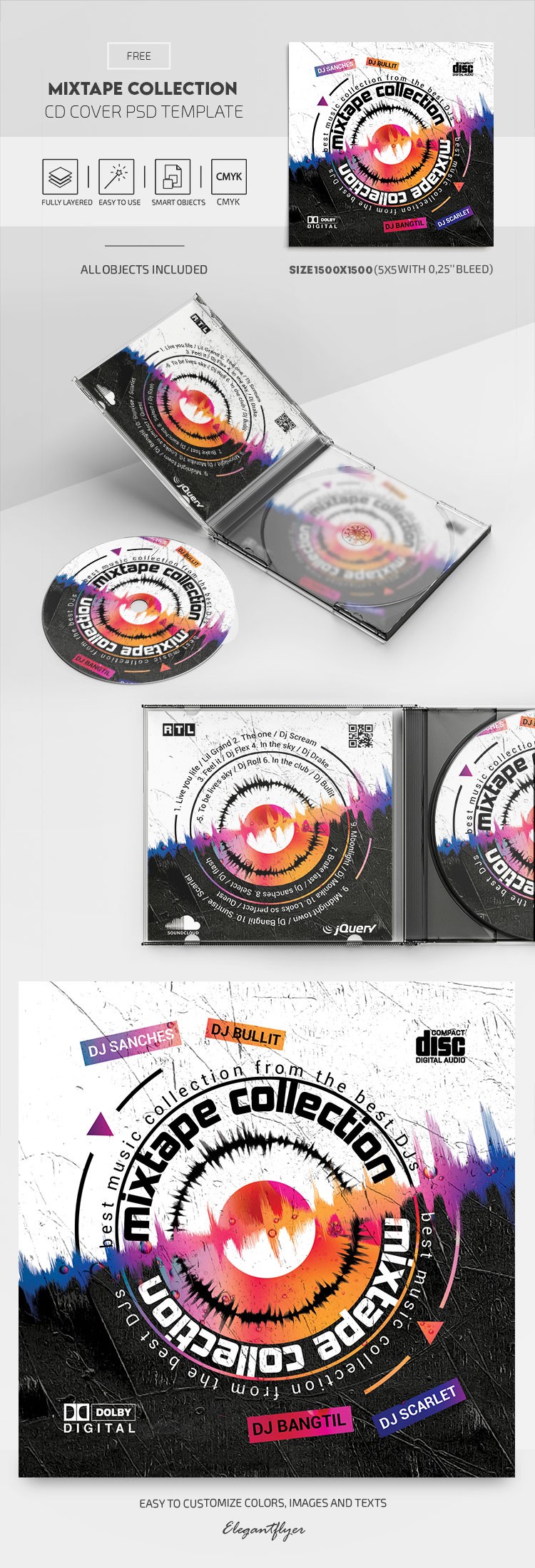 Okładka płyty CD z kolekcją mixtape'ów by ElegantFlyer