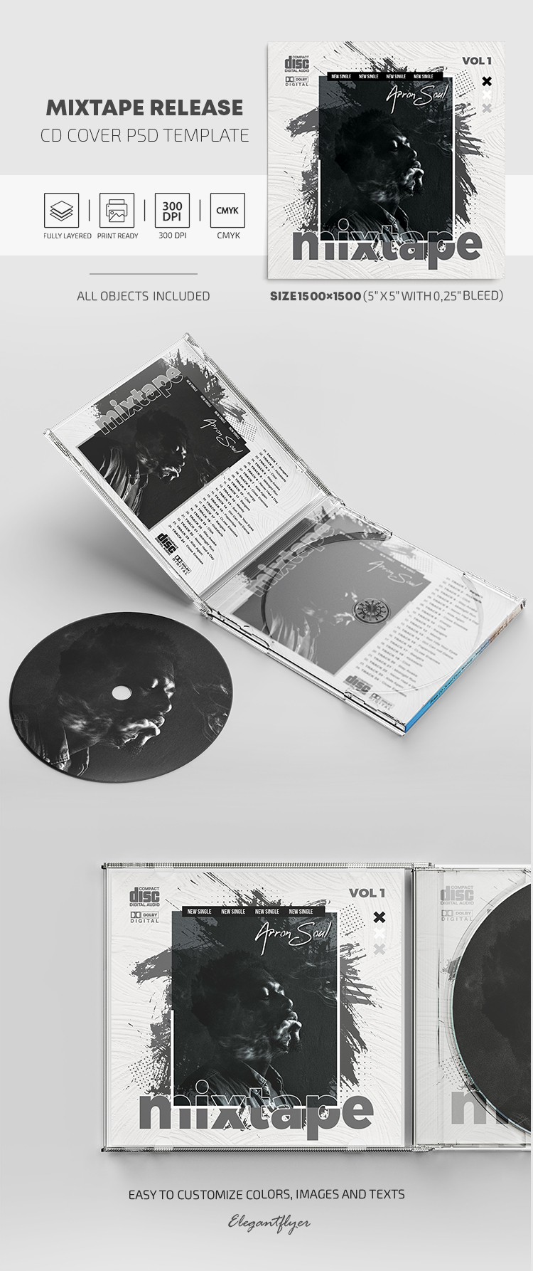 Okładka wydawnictwa płyty CD Mixtape Release by ElegantFlyer
