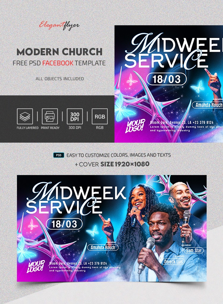 Moderne Gradient Kirche Facebook Post by ElegantFlyer