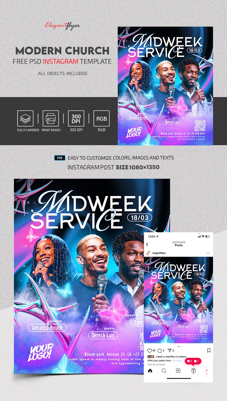 Moderne Gradienten Kirchen Instagram-Beitrag by ElegantFlyer