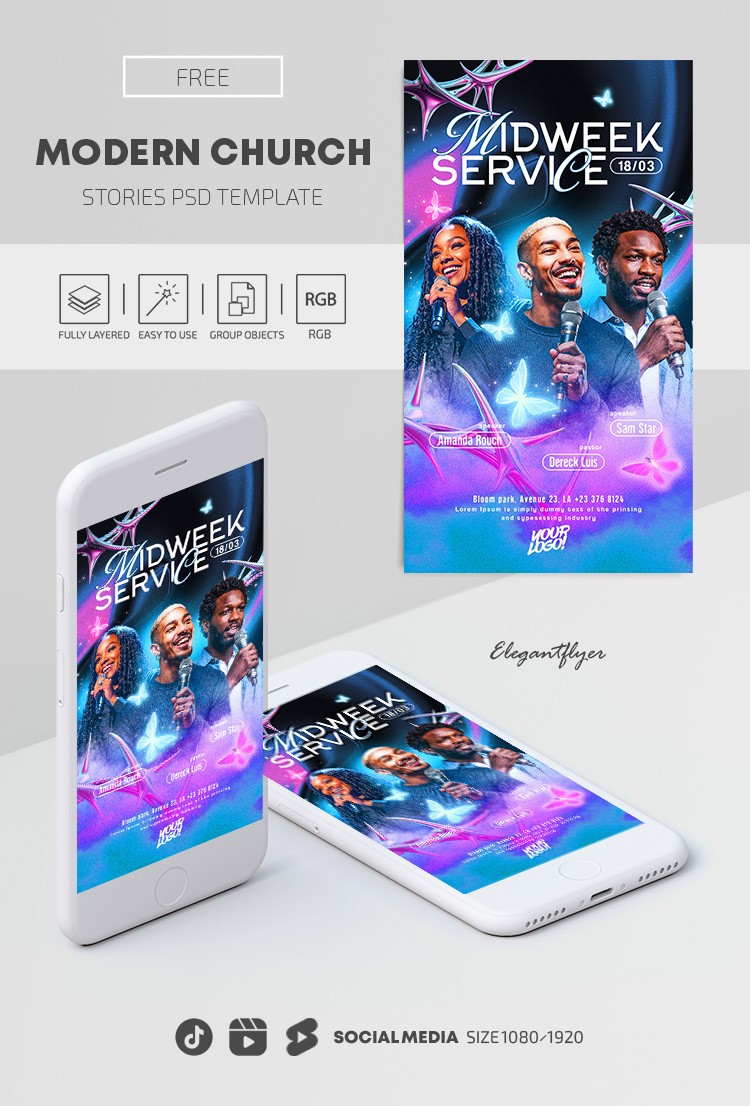 Moderne Gradienten Kirche Instagram Reel by ElegantFlyer