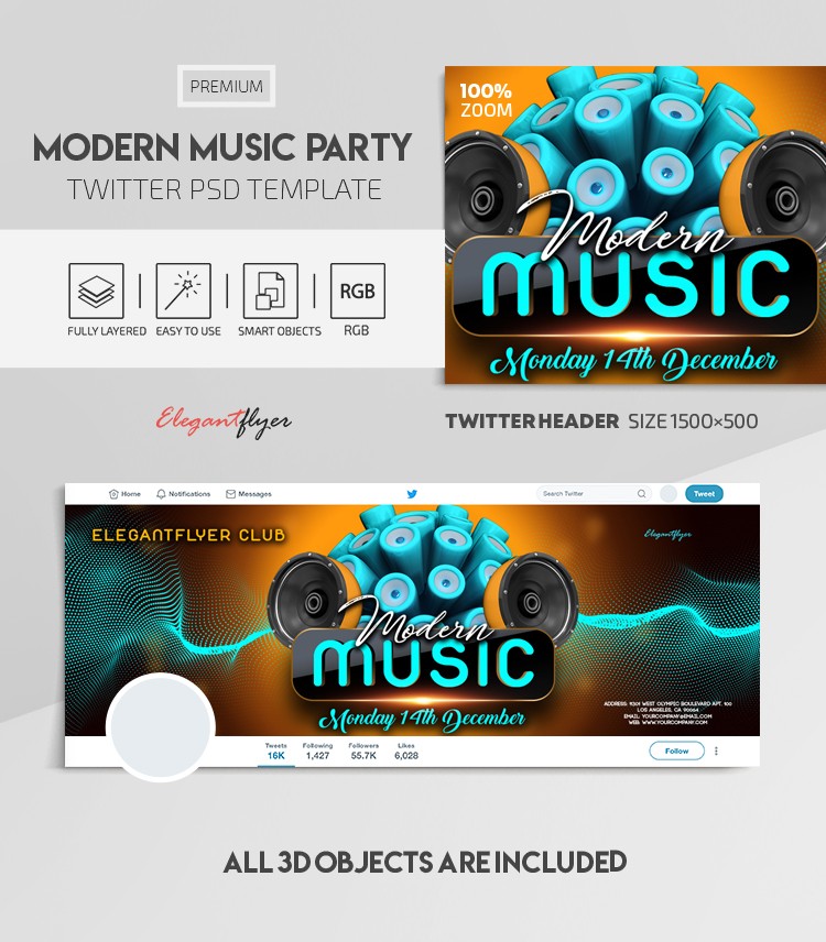 Modern Music Party Twitter by ElegantFlyer