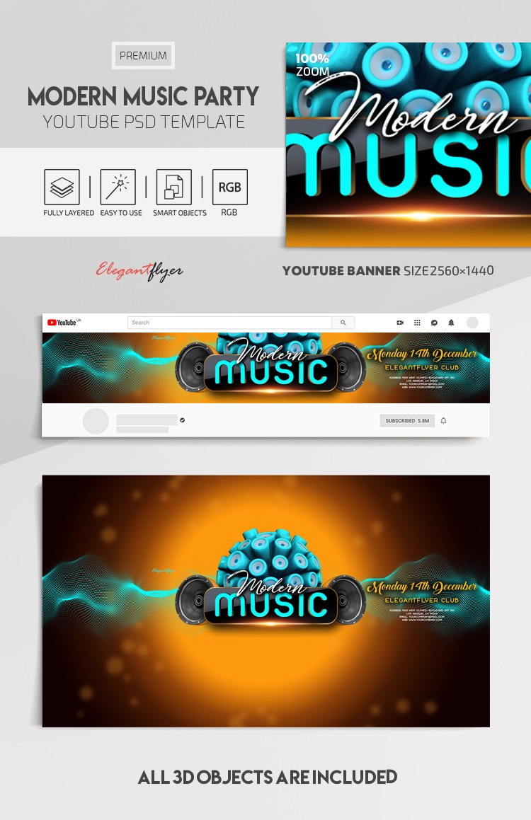 Modern Music Party Youtube by ElegantFlyer