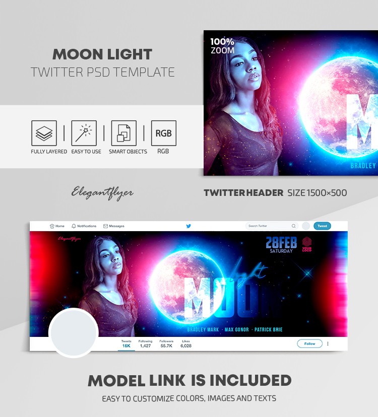 Moon Light Party Twitter by ElegantFlyer