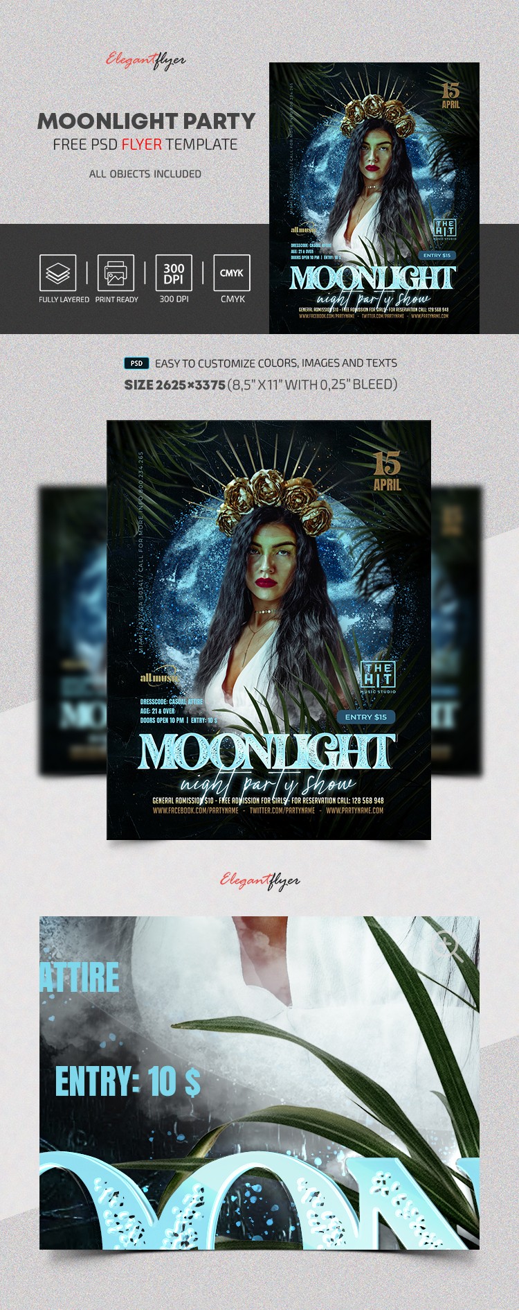 Plakat na imprezę przy świetle księżyca by ElegantFlyer
