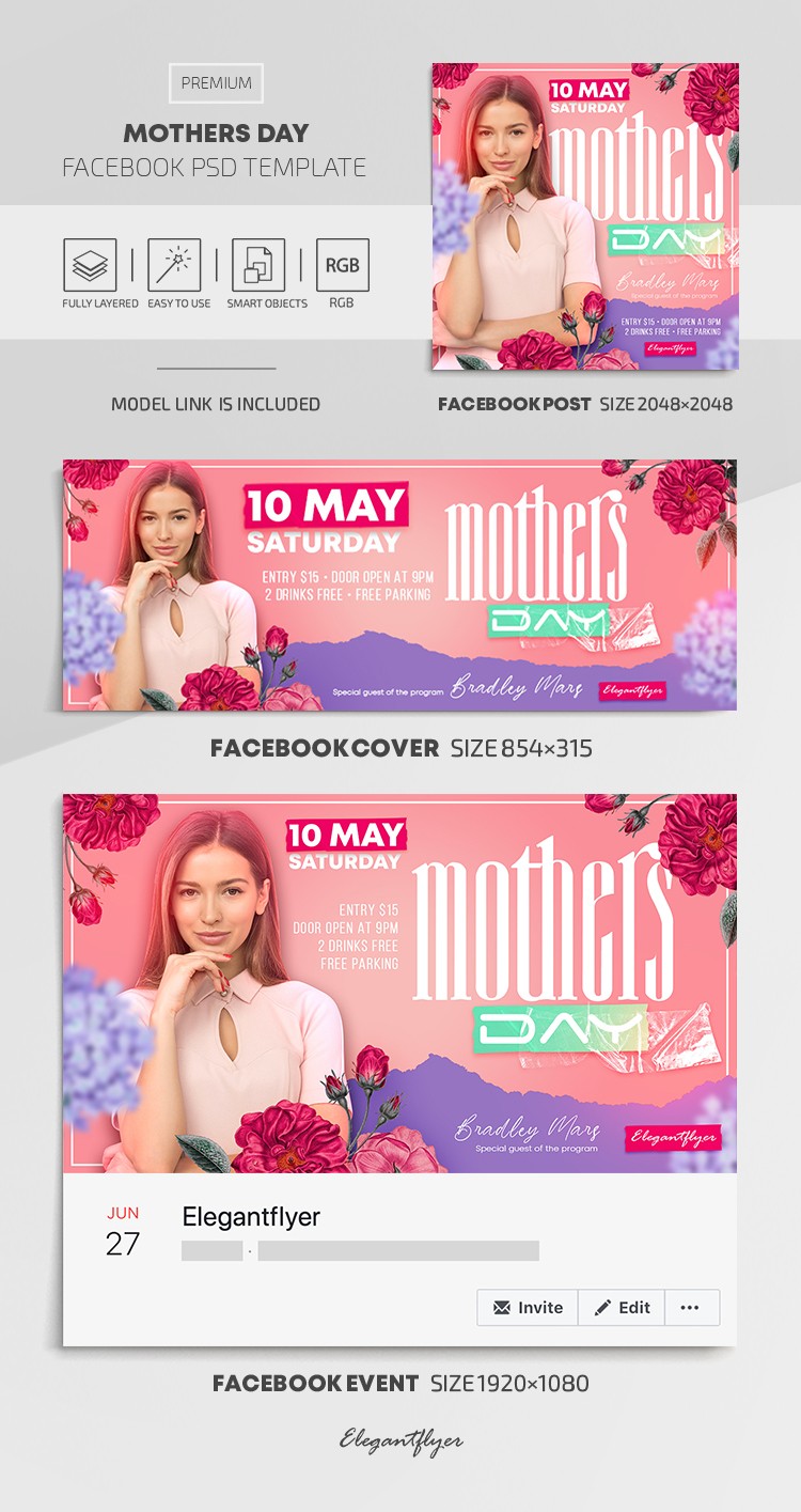Set di Facebook per la festa della mamma by ElegantFlyer