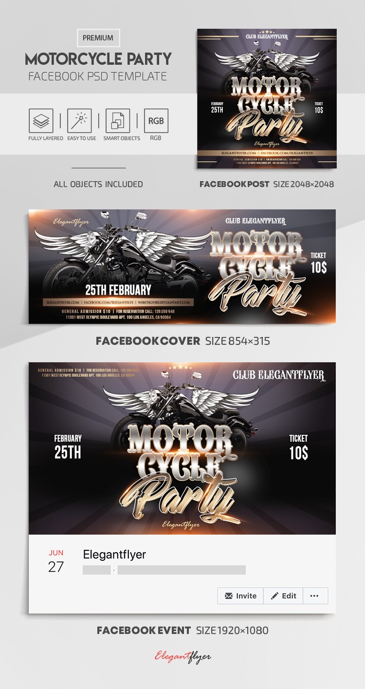 Fiesta de motocicletas en Facebook by ElegantFlyer