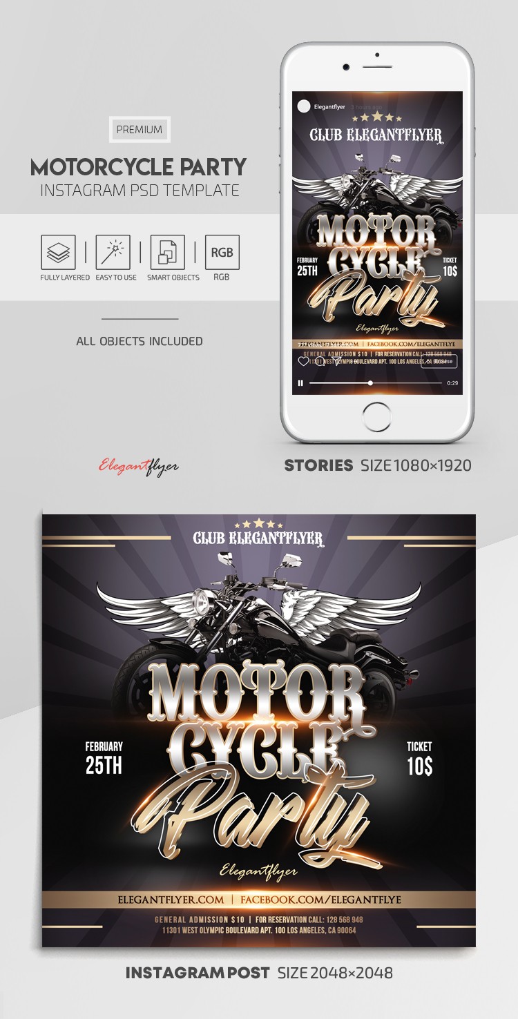 Motorcycle Party Instagram by ElegantFlyer