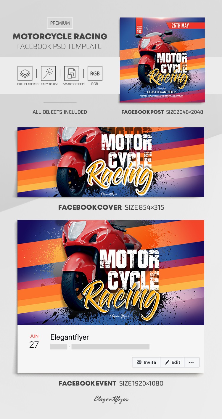 Motorcycle Racing Facebook by ElegantFlyer
