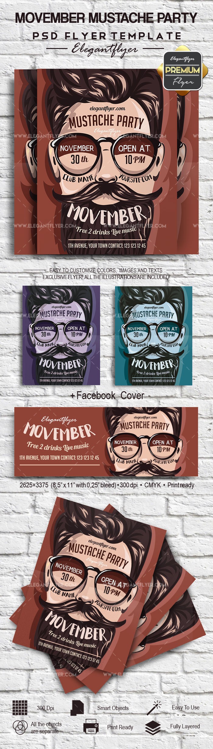 Movember Schnurrbart Party by ElegantFlyer