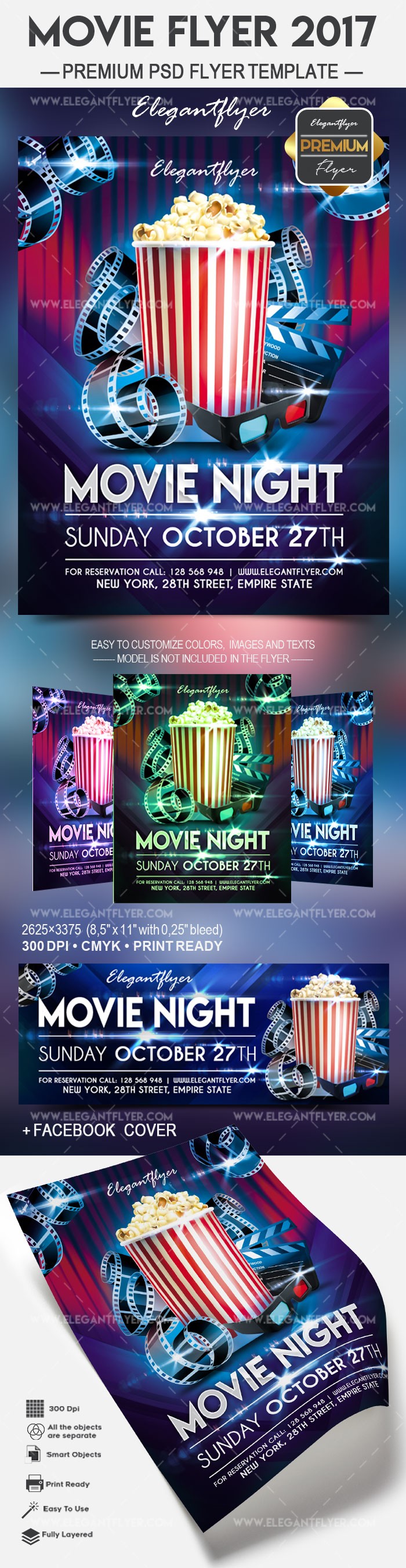 Red and Blue Movie Flyer by ElegantFlyer