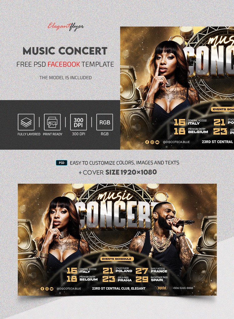 Music Concert Event Facebook Post by ElegantFlyer