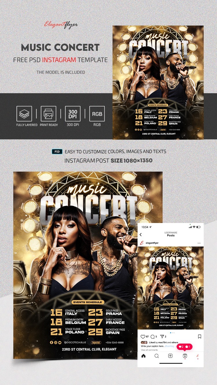 Music Concert Event Instagram Post by ElegantFlyer