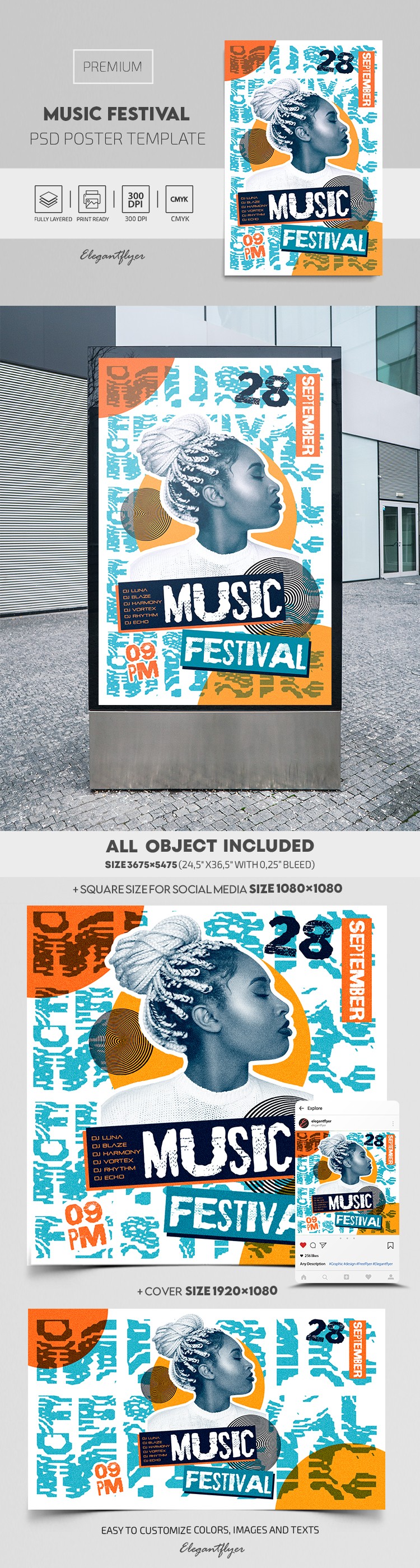 Cartaz do Festival de Música by ElegantFlyer