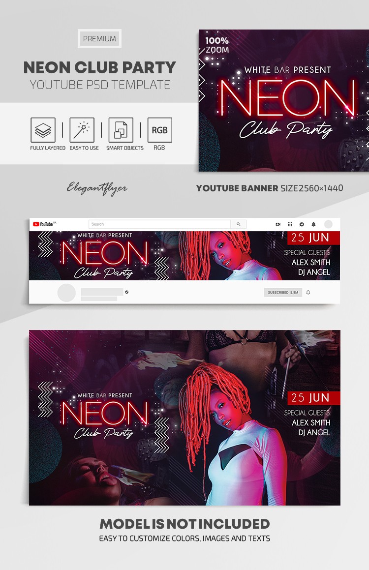 Neon Club Party Youtube by ElegantFlyer