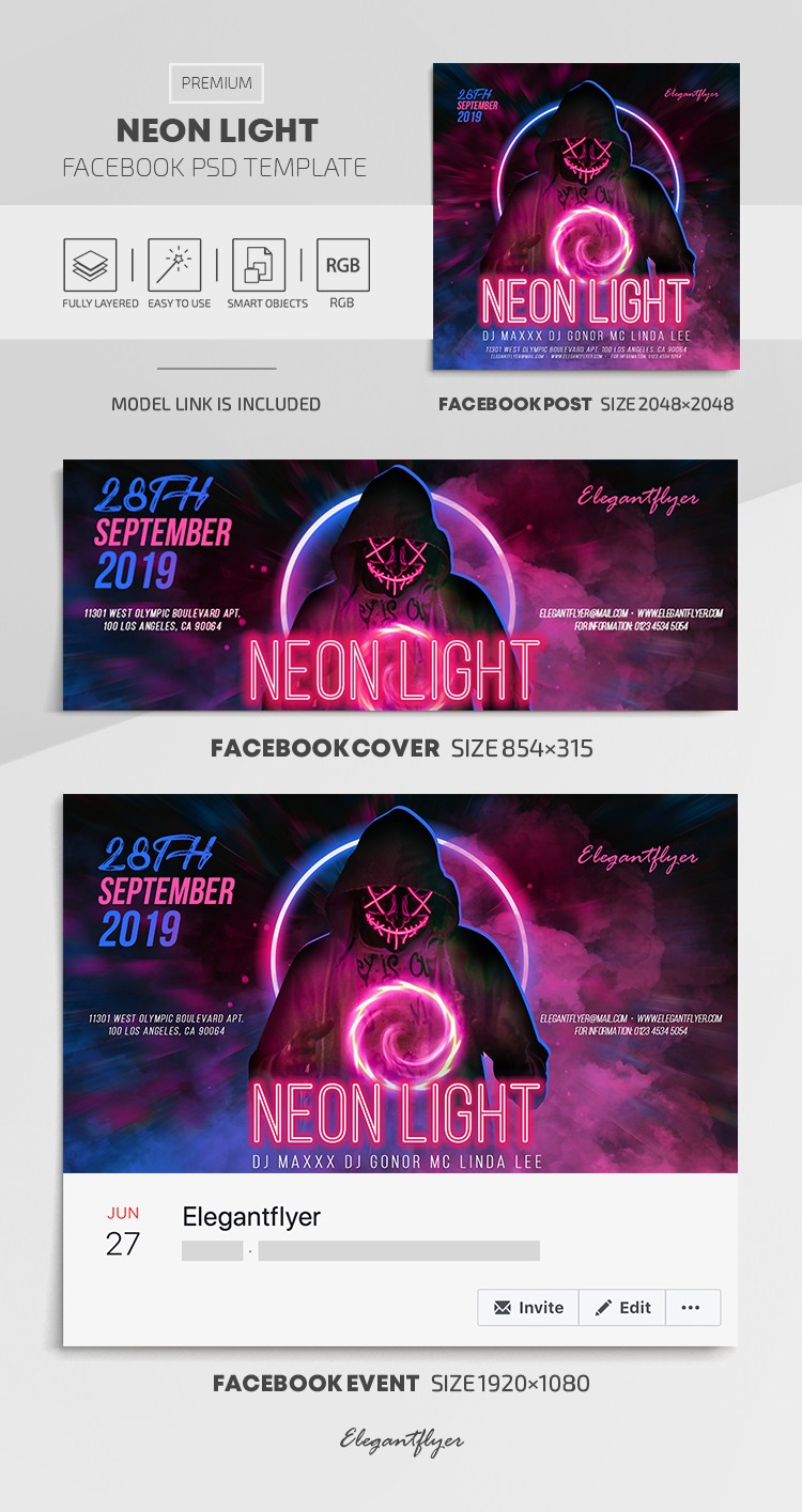 Neon Light Facebook by ElegantFlyer