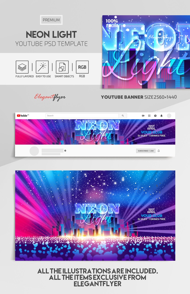 Neonowe światło Youtube by ElegantFlyer