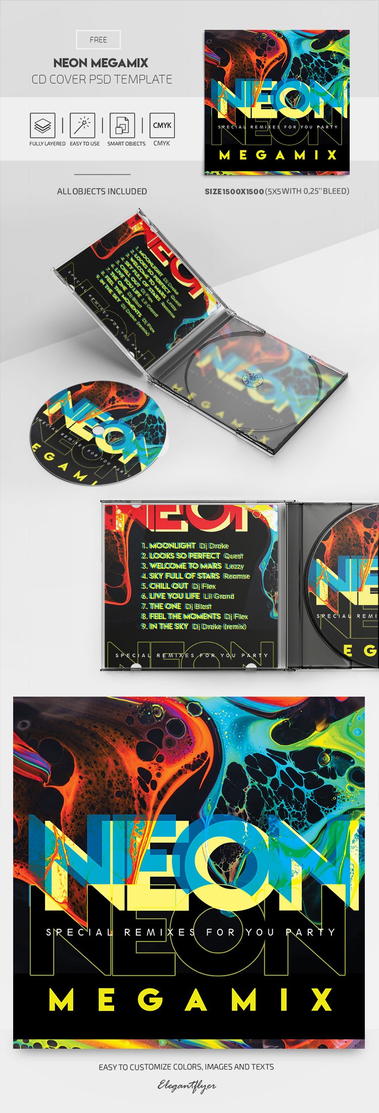 Neon Megamix CD Cover -> Neon Megamix CD-Cover by ElegantFlyer