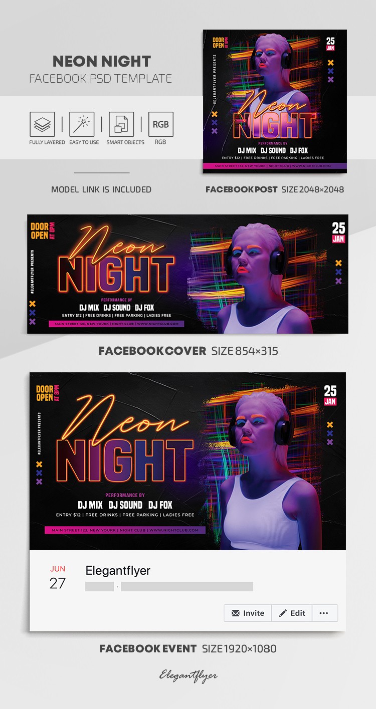 Notte di neon su Facebook by ElegantFlyer