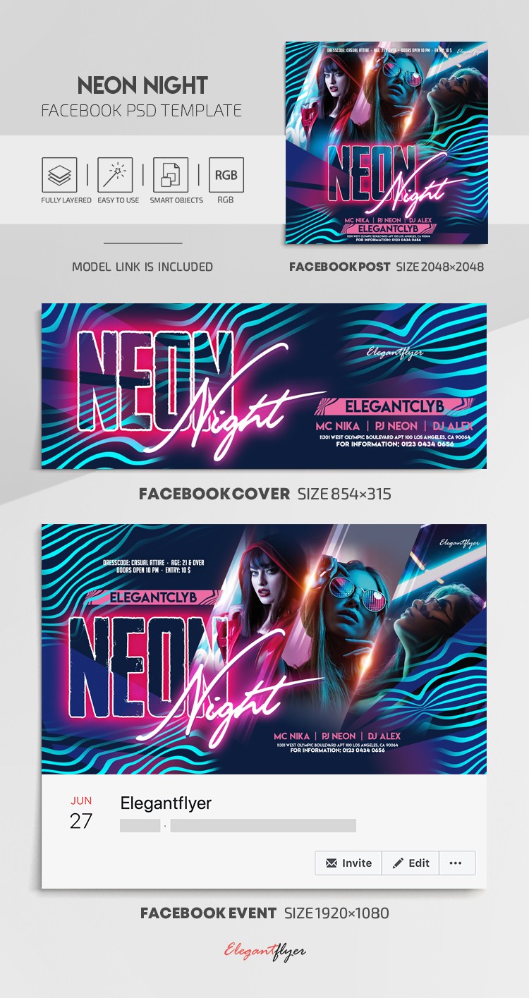 Neon Night Facebook by ElegantFlyer