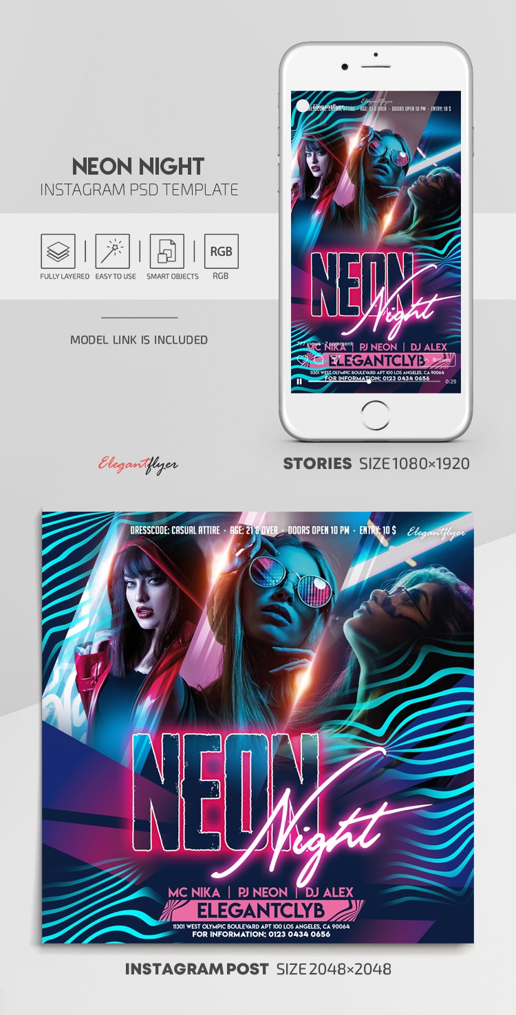 Noite de Neon Instagram. by ElegantFlyer