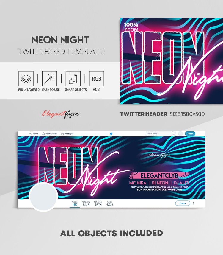 Neon Nacht Twitter by ElegantFlyer