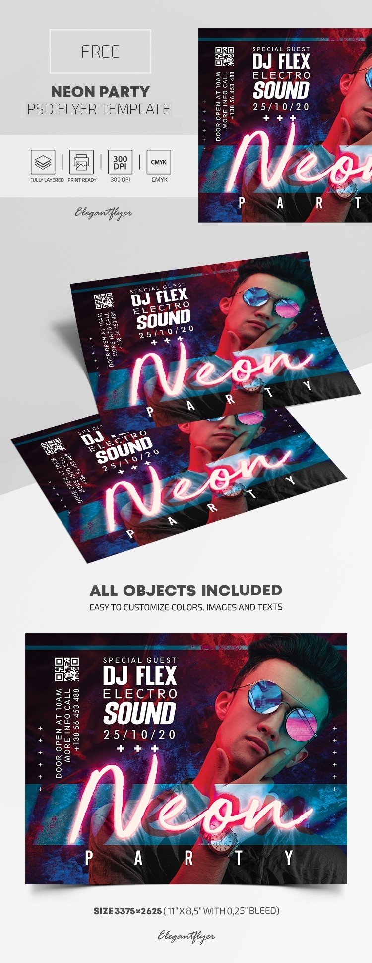 Neon Party Flyer by ElegantFlyer