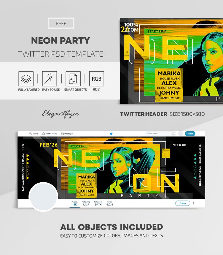 Neon-Party auf Twitter by ElegantFlyer
