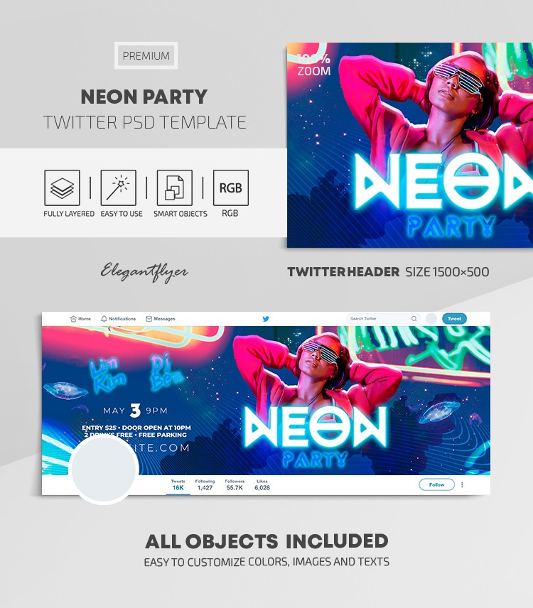 Neon Party auf Twitter by ElegantFlyer