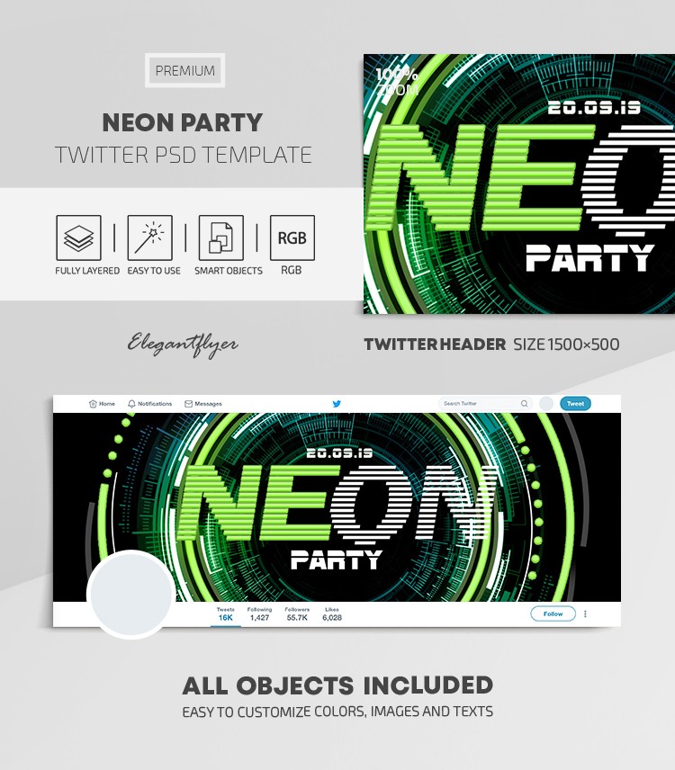 Neon-Party Twitter by ElegantFlyer