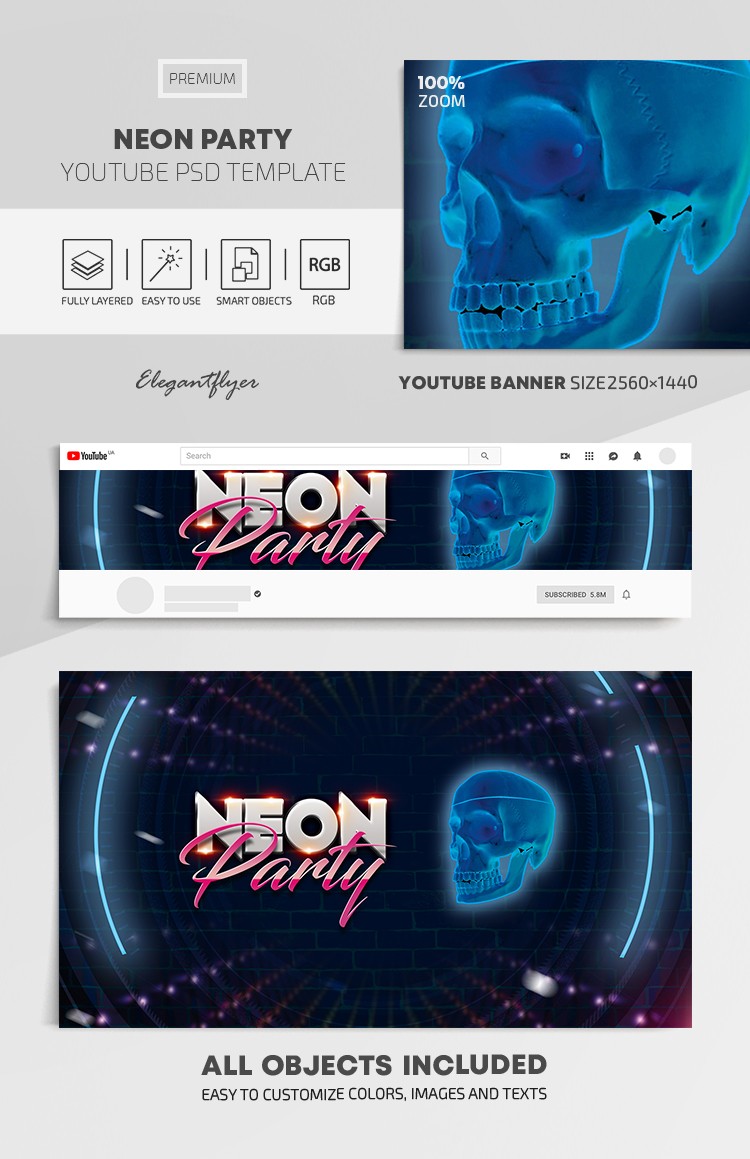 Neon Party Youtube by ElegantFlyer