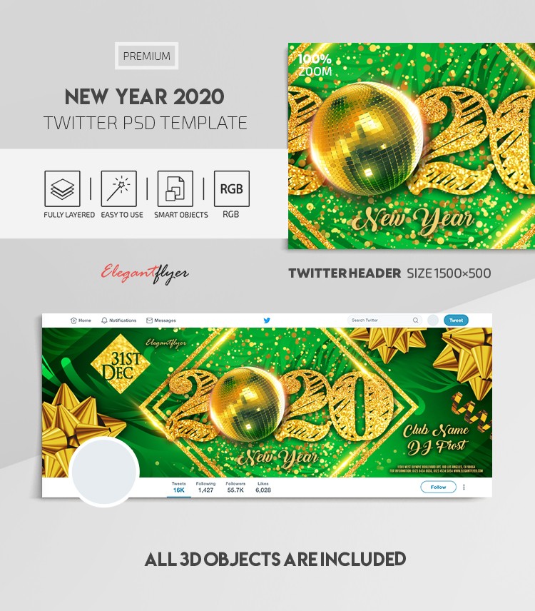 New Year 2020 Twitter by ElegantFlyer