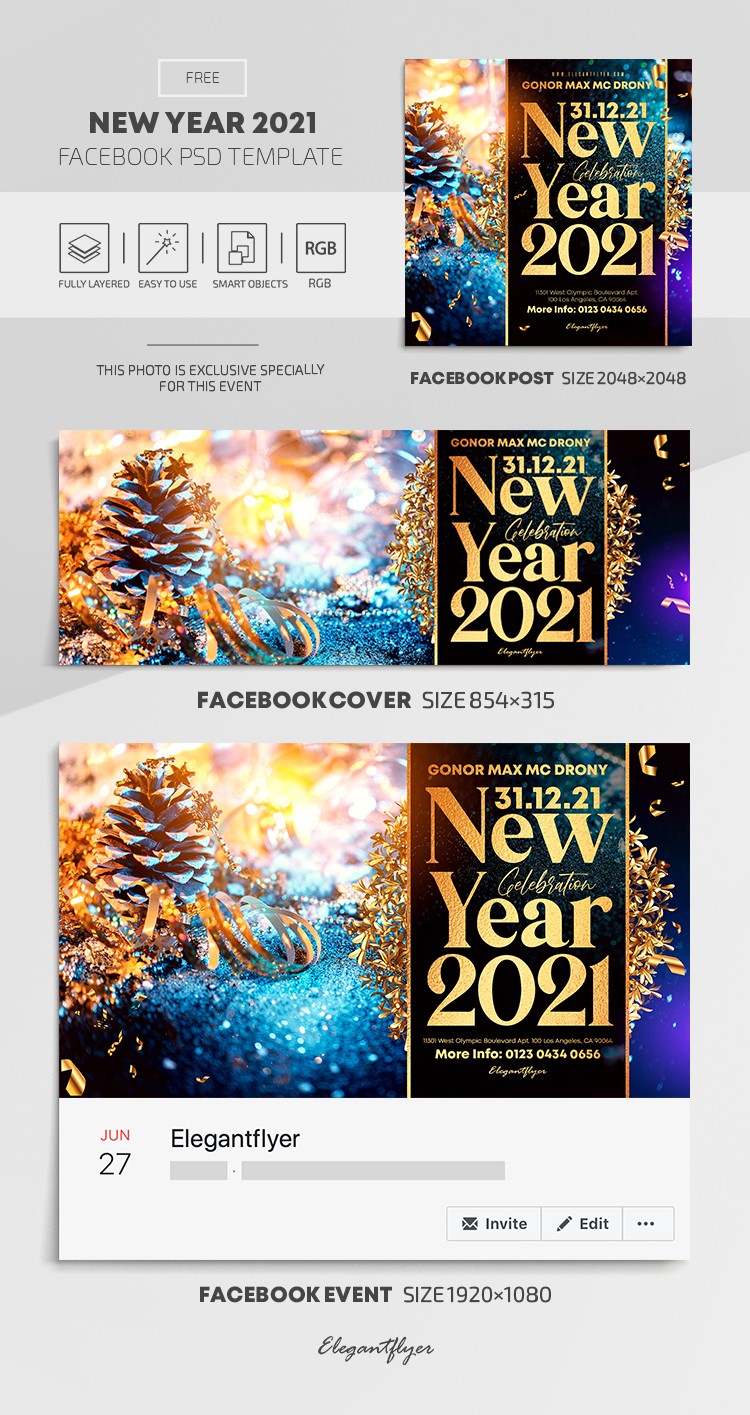 Ano Novo 2021 no Facebook by ElegantFlyer