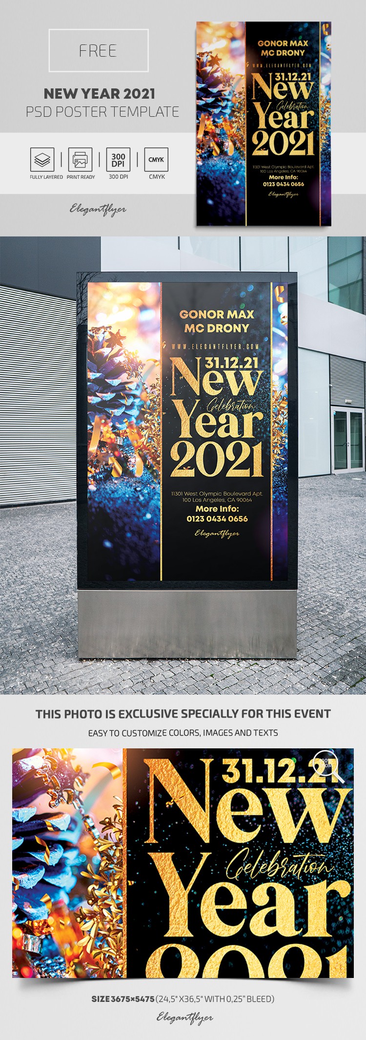 Cartaz de Ano Novo 2021 by ElegantFlyer