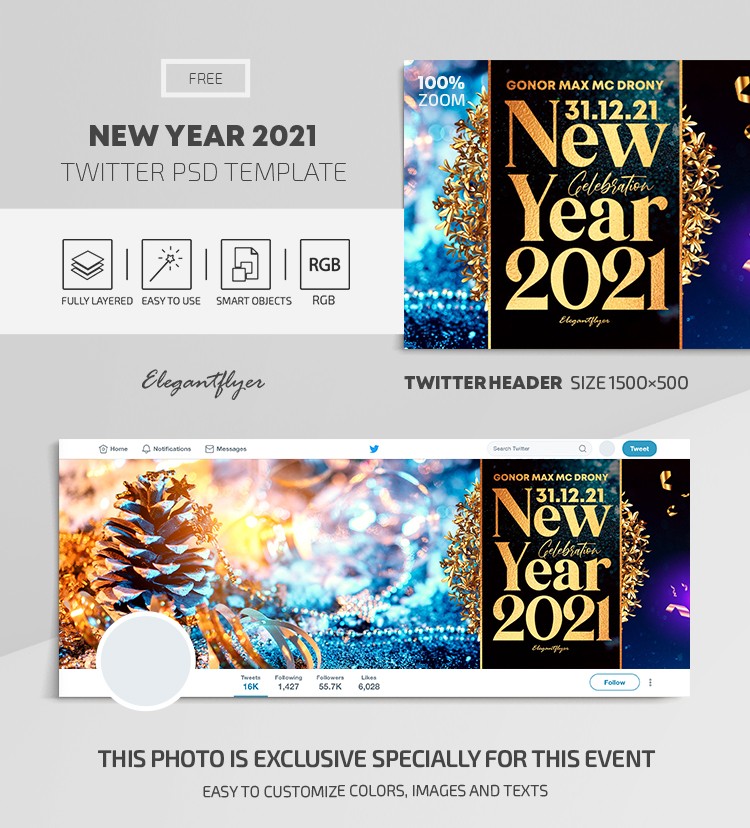 Año Nuevo 2021 Twitter by ElegantFlyer