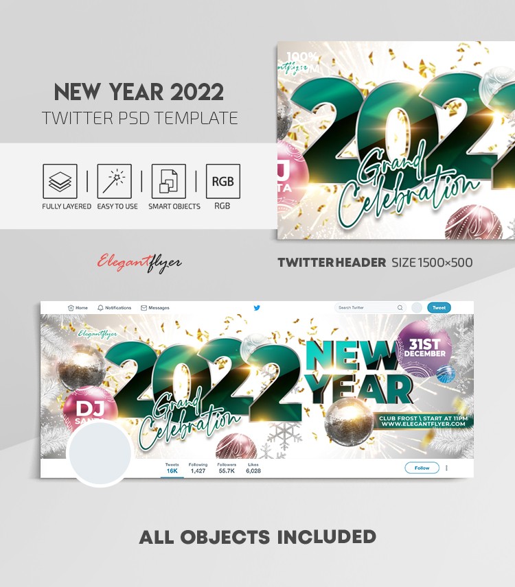 Ano Novo 2022 Twitter by ElegantFlyer